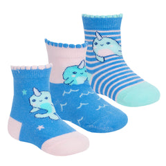 Baby Girls Novelty Socks Scallop Edge Whale - 3 Pairs