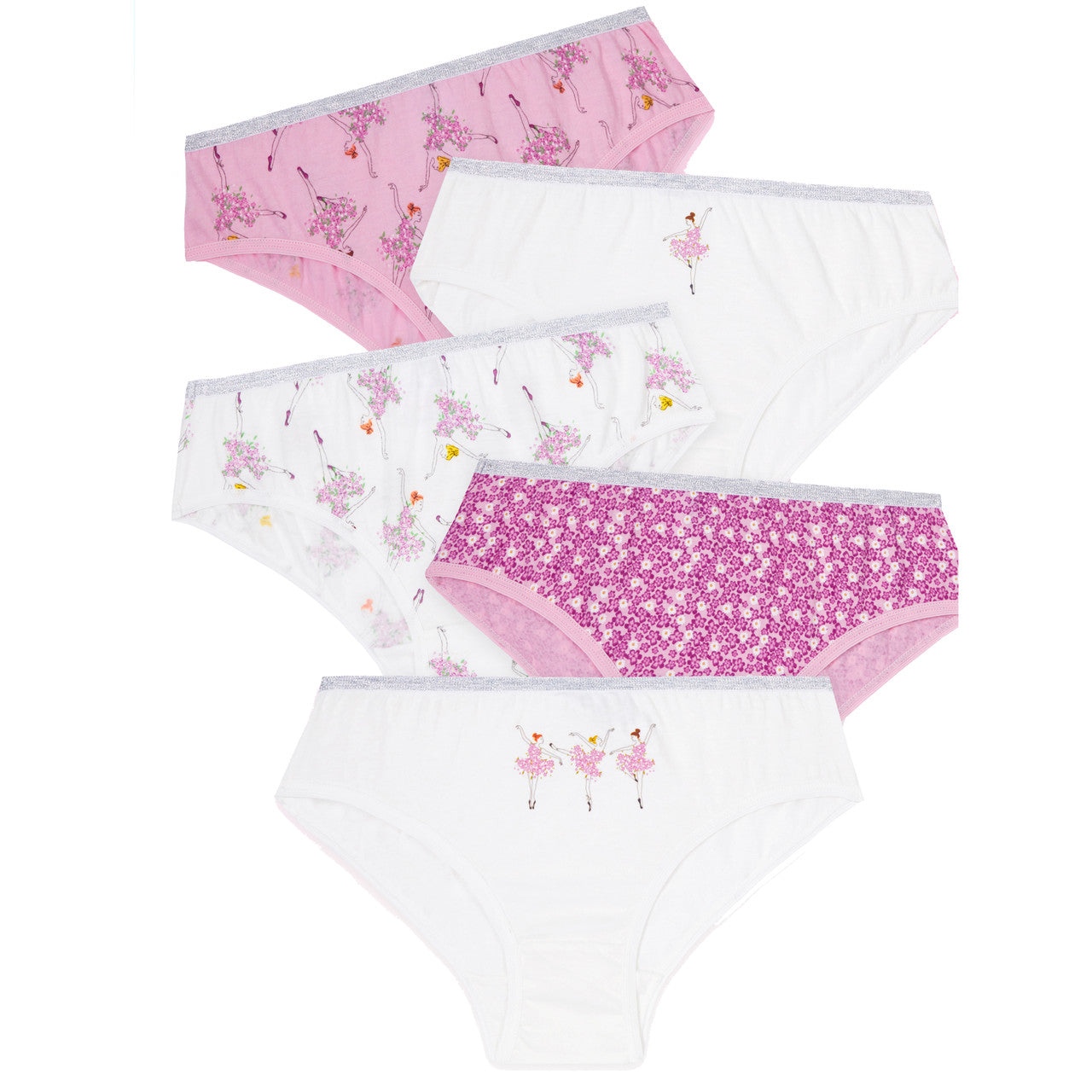 Girls Printed Knickers Briefs Underwear Pack of 5 Ballerina