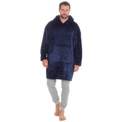 Mens Fleece Longline Oversized Hoodie One Size Navy