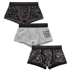 Boys Trunks Fit Boxers Shorts Underwear Black 3 Pairs