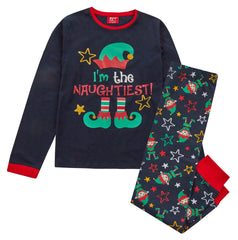 Kids Christmas Long Sleeved Matching Pyjamas Family Lounge Sets Navy