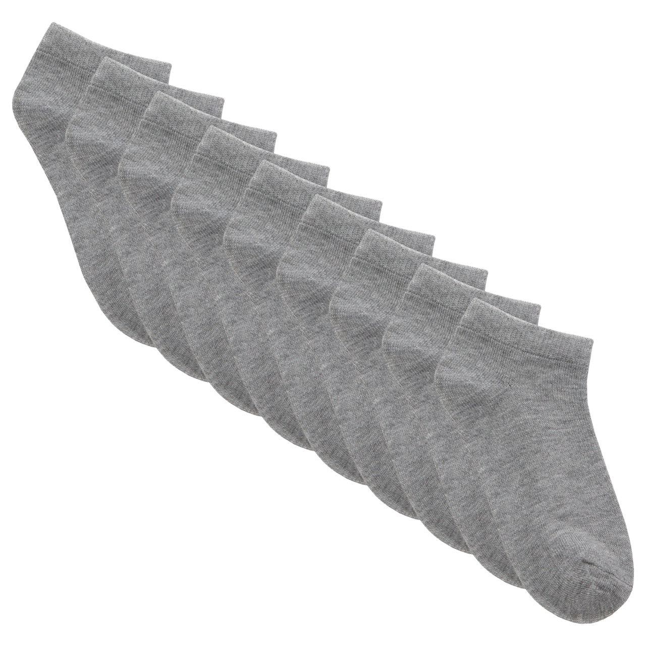 Boys Girls Kids 9 Pairs Plain Bamboo Ankle Socks Grey