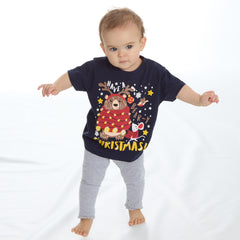 Baby Christmas Short Sleeved T-Shirt Navy