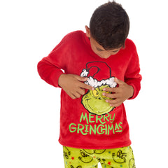 Boys Christmas Grinch Snuggle Fleece Pyjama Set