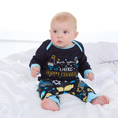 Baby Chanukah Long Sleeved Matching Pyjamas Family Lounge Sets Navy