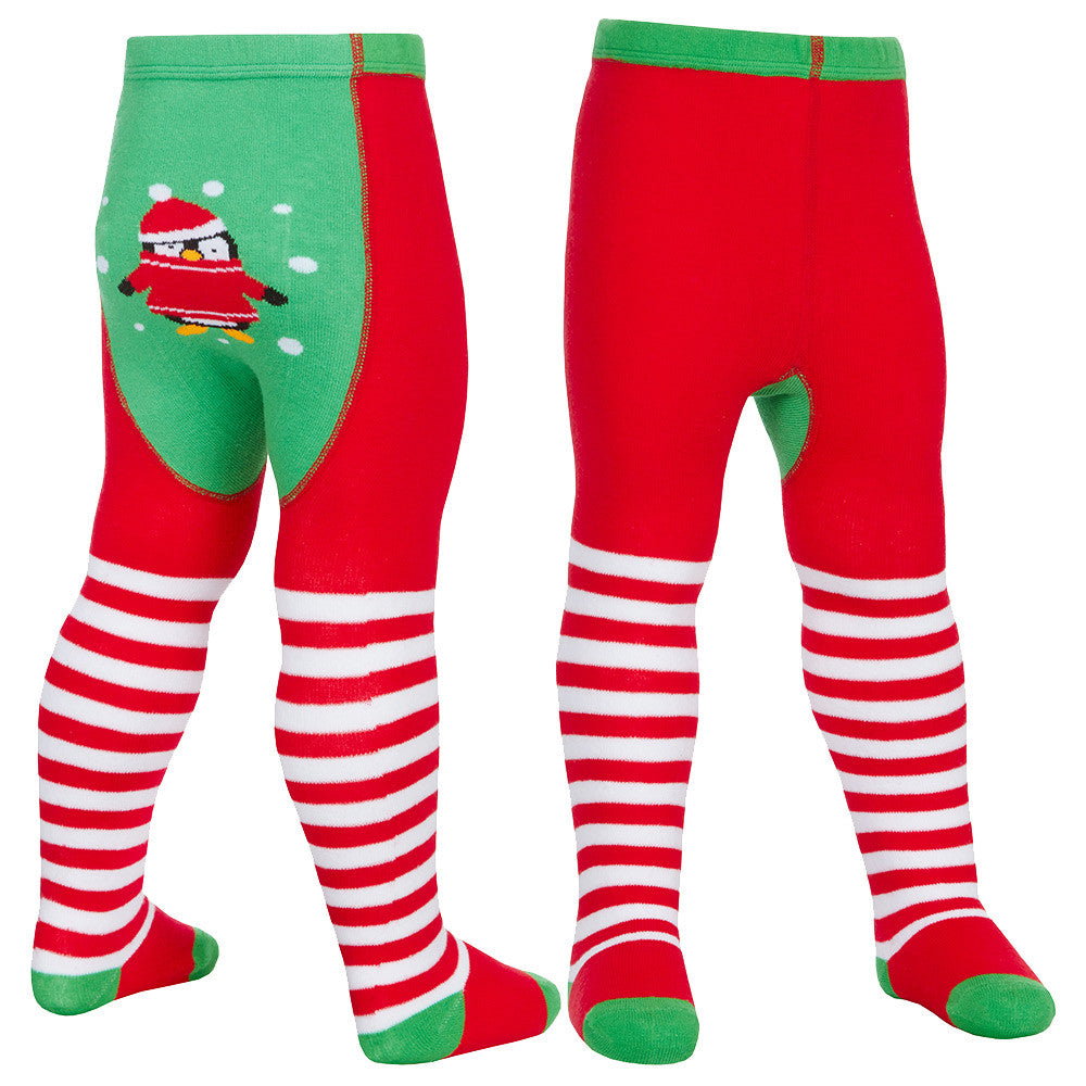 Baby Girls Christmas Tights With Anti Slip Grips