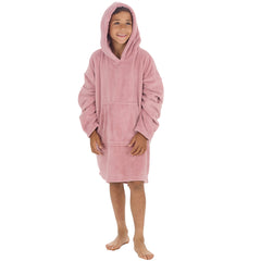 Boys Blush Pink Plain Oversized Blanket Fleece Hoodie with Pockets