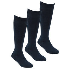 Girls Knee High Bamboo Super Gentle Soft Socks 3 Pairs - Navy