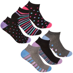 Womens 3 Pairs Trainer Liner Spotted Dotted Socks