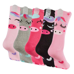 Womens Animals Cute Funny Odd Novelty Socks 5 Pairs Unicorn