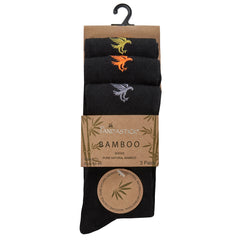 Mens 3 Pairs Bamboo Gentle Grip Socks Grey Eagle Embroidered