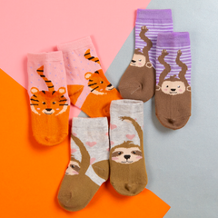 Baby Girls Boys Unisex  Novelty Animals Socks 3 Pairs Assorted