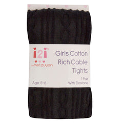 6 Pairs Girls Uniform School Warm Cable Knitted Tights Black