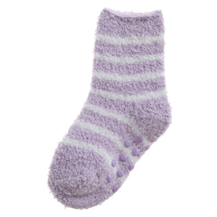 Baby Girls Fluffy Sherpa Fleece Slipper Socks with Non Slip Grippers Purple