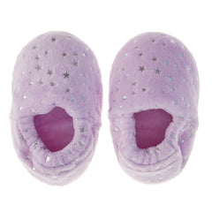 Toddlers Silver Star Super Soft Plush Indoor Slippers Purple