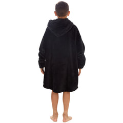 Boys Black Onyx Oversized Blanket Fleece Hoodie with Pockets