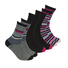 Womens Elasticated Bamboo Socks 3 Pairs Striped