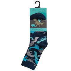 Boys 3 Pairs Novelty Camo Designer Socks