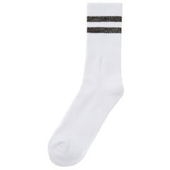 Womens Cotton Rich Sport Socks 3 Pairs White with Grey Stripe