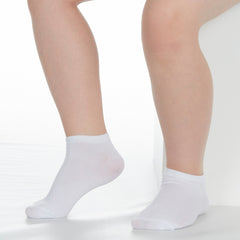 Kids Boys Girls 6 Pairs Plain Bamboo Trainer Liner Ankle Socks White