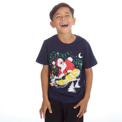 Kids Christmas Short Sleeved T-Shrit Navy