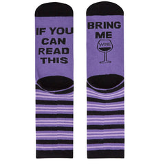 Womens Funny Slogan Design Mid Calf Socks Purple Wine