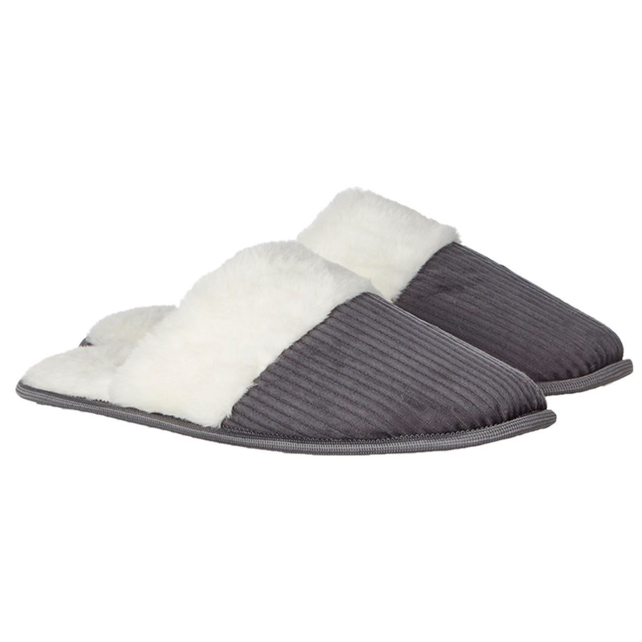 Womens Cosy Memory Foam Insole Mule Slippers Dark Grey