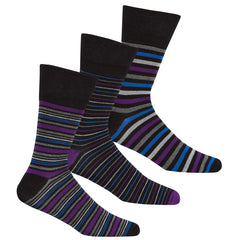 Mens 3 Pairs Bamboo Striped Socks