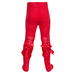 Baby Girls Tights With Cute Satin Bows 1 Pair Red