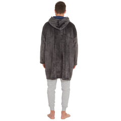 Mens Fleece Longline Oversized Hoodie One Size Grey