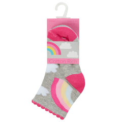 Baby Girls Ankle Low Cut Socks Rainbow Grey - 3 Pairs