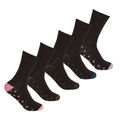 Womens 5 Pairs Spotted Hearts Glitter Socks