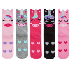 Womens Animals Cute Funny Odd Novelty Socks 5 Pairs Unicorn