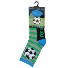 Boys Cartoon Novelty Football Socks 3 Pairs 3 Pairs - Green Football