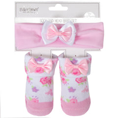 Baby Girls Novelty Socks And Matching Headband Set Ditsy