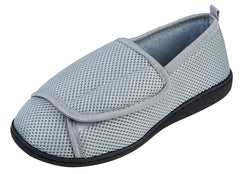 Mens Hook & Loop Fastening Pull On Slippers Grey