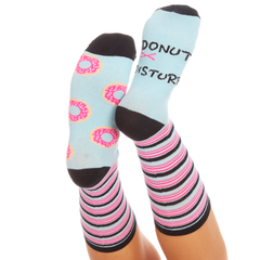 Womens Funny Slogan Novelty Mid Calf Socks Donut 1 Pair