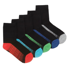 Boys Colourful Bright Heel Toe Design Socks 5 Pairs