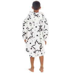 Boys Stars Print Oversized Blanket Plush Fleece Hoodie with Pockets