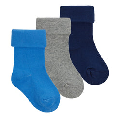 Baby Turnover Socks Dark Blue 3 Pairs