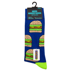 Mens Funky Funny Socks Blue Burger