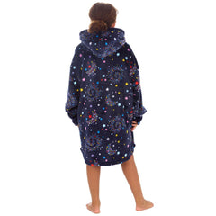 Girls Celestial Print Oversized Blanket Plush Fleece Hoodie with Pockets