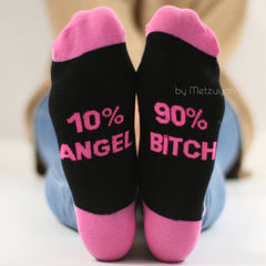 Womens Novelty Funny Slogan Socks Black Angel