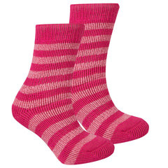 Girls Extreme Thermal Socks Striped With Grippers Tog 2.45 Dark Pink