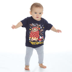 Baby Christmas Short Sleeved T-Shirt Navy