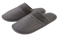 Mens Plain Mule Memory Foam Slip On Faux Suede Indoor Slippers Grey