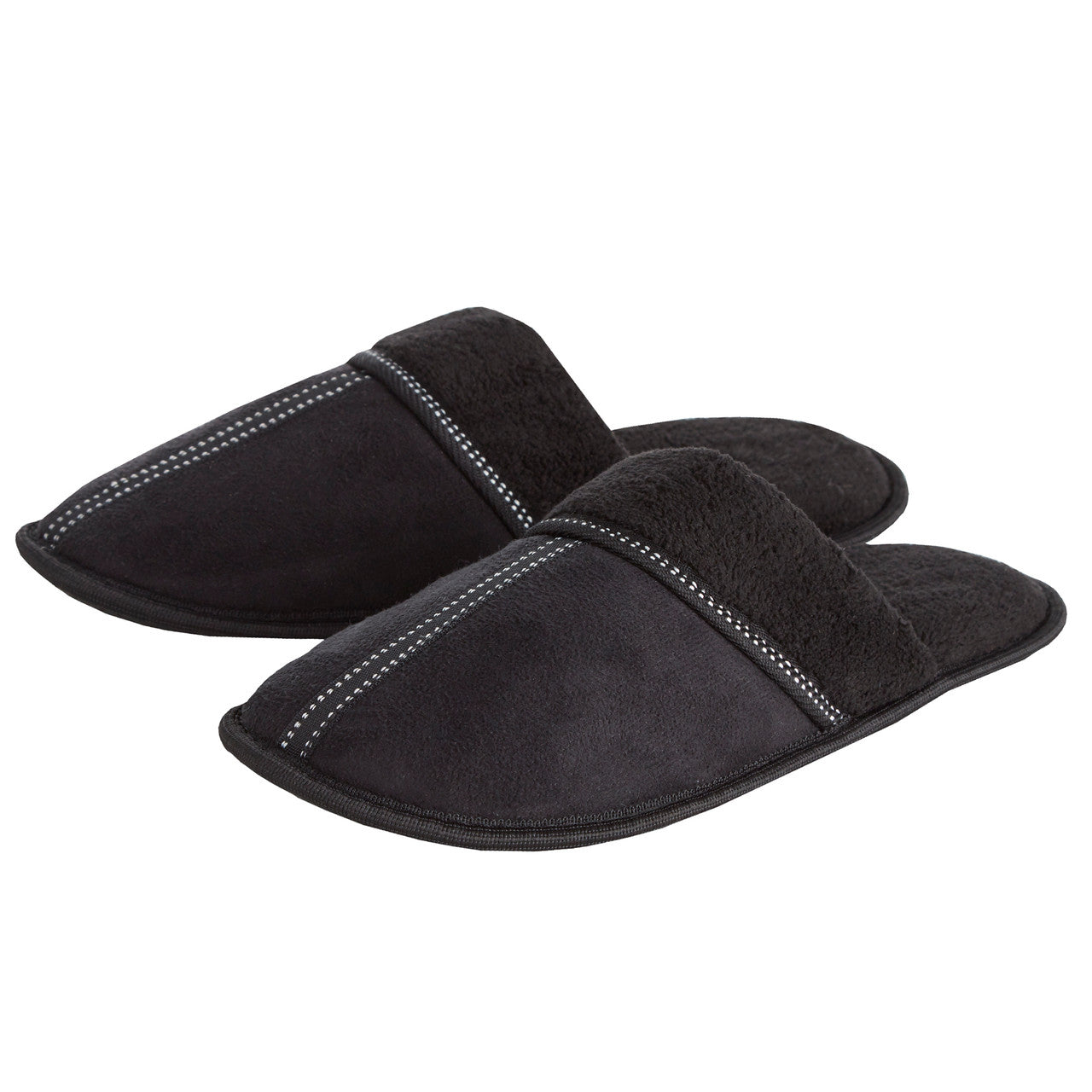 Mens Mule Memory Foam Faux Suede Slippers Black