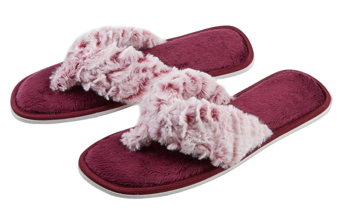 Girls Faux Fur Mule Slippers Childrens Purple