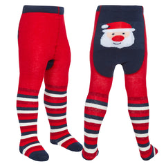 Baby Girls Tights with Anti Slip Grips 1 Pair - Navy Santa