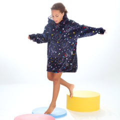 Girls Celestial Print Oversized Blanket Plush Fleece Hoodie with Pockets